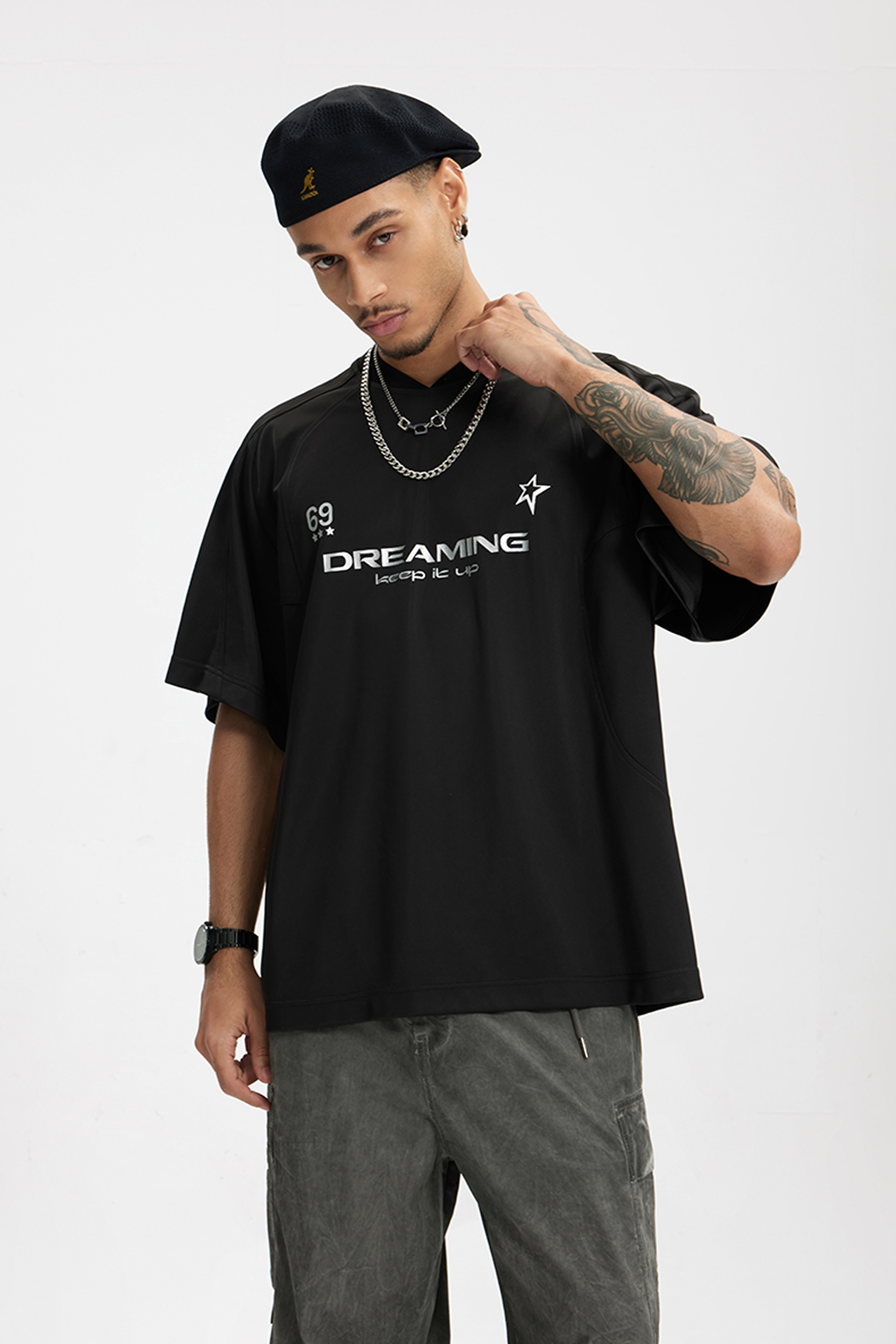 NOVA Silver Curve V-Neck Tee