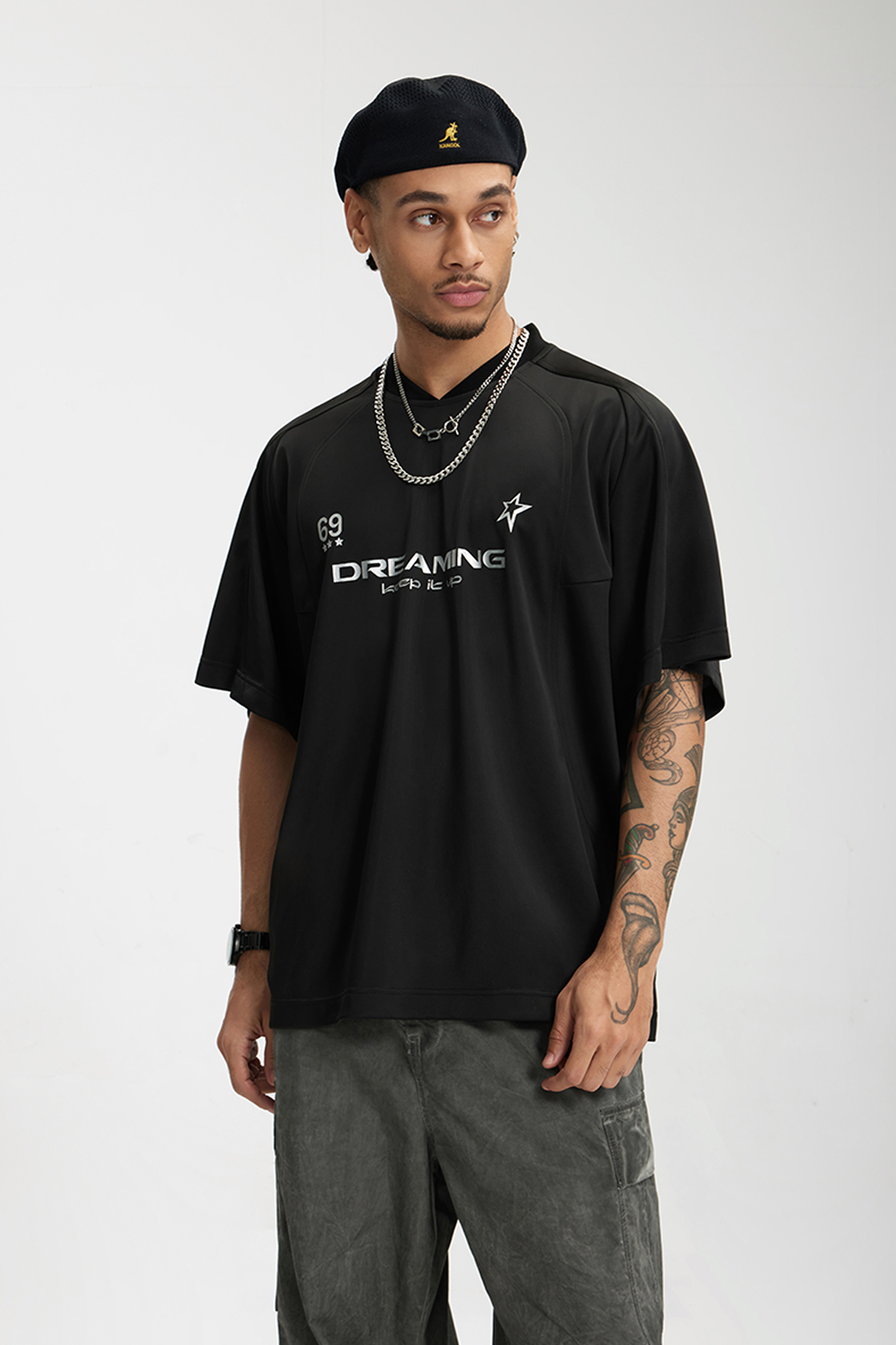 NOVA Silver Curve V-Neck Tee
