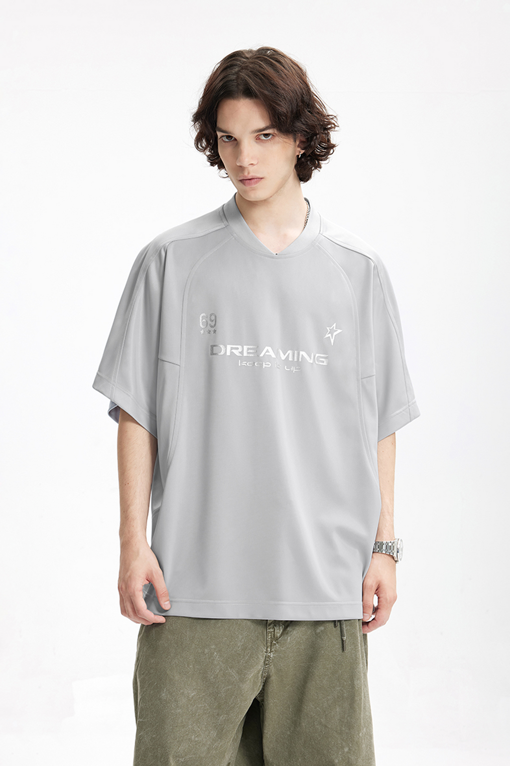 NOVA Silver Curve V-Neck Tee