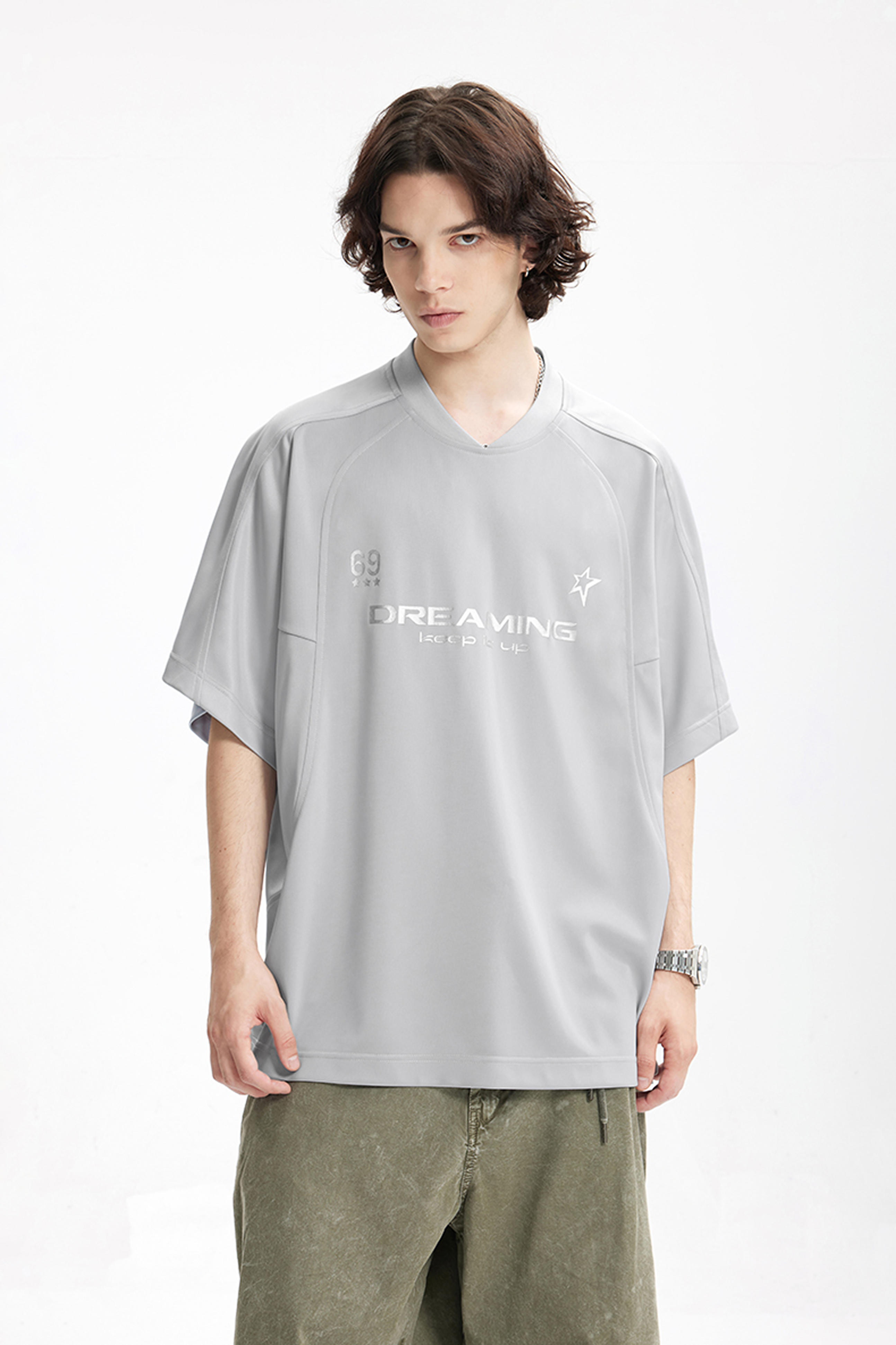 NOVA Silver Curve V-Neck Tee