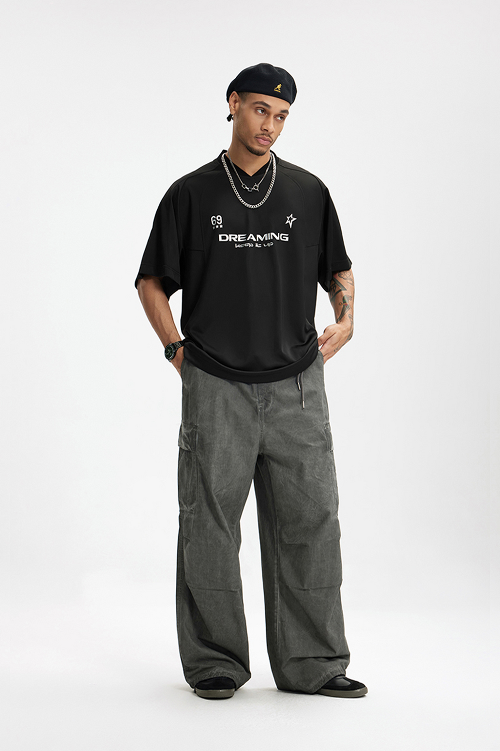 NOVA Silver Curve V-Neck Tee
