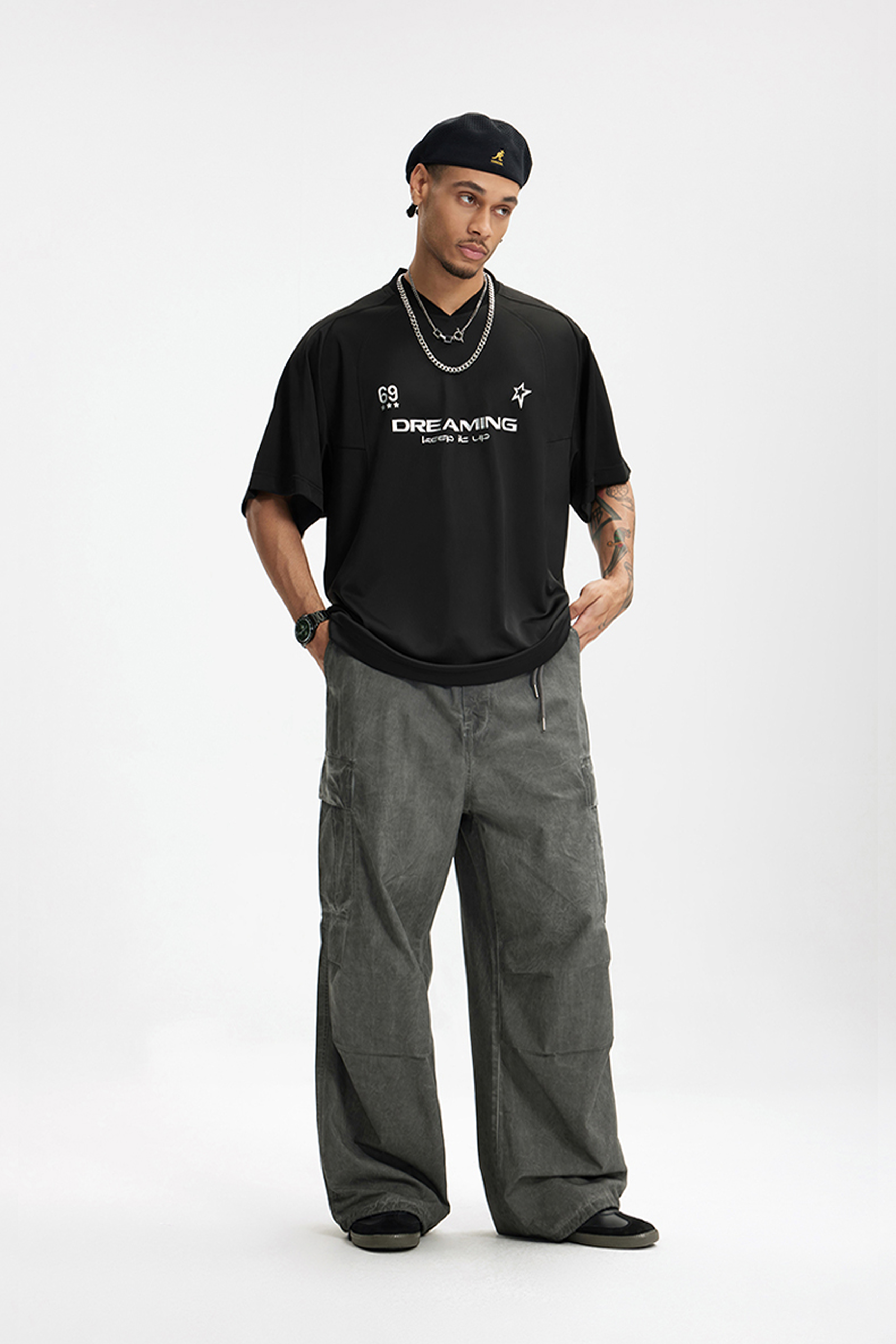 NOVA Silver Curve V-Neck Tee