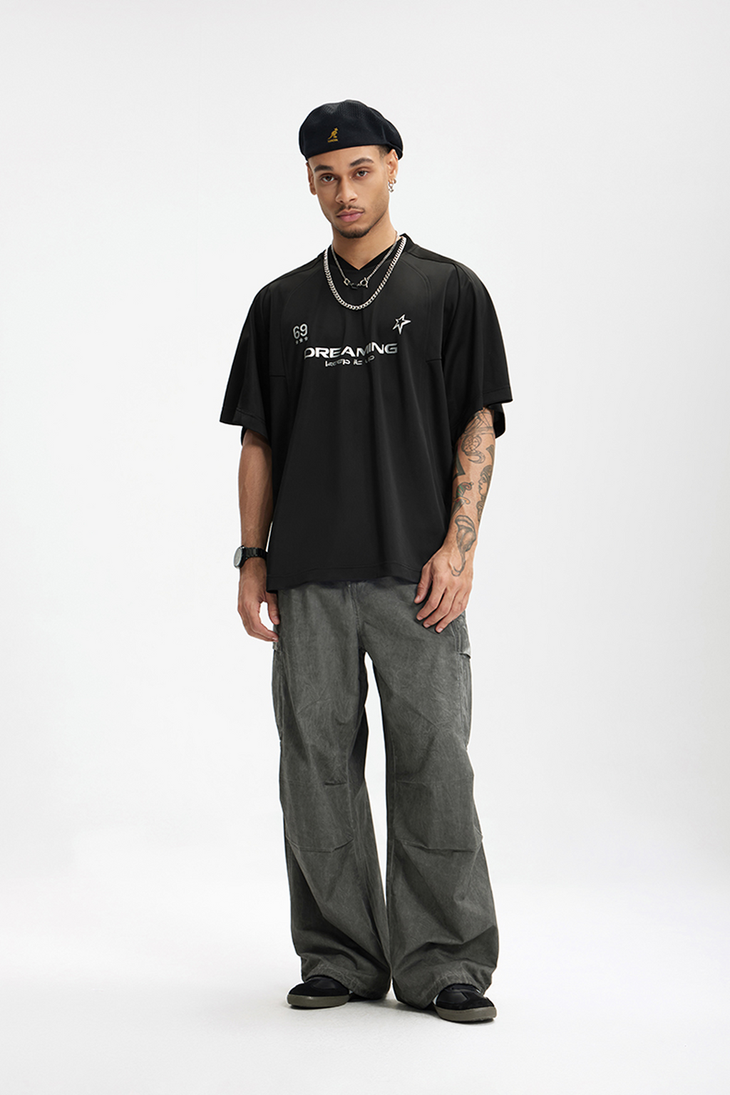 NOVA Silver Curve V-Neck Tee
