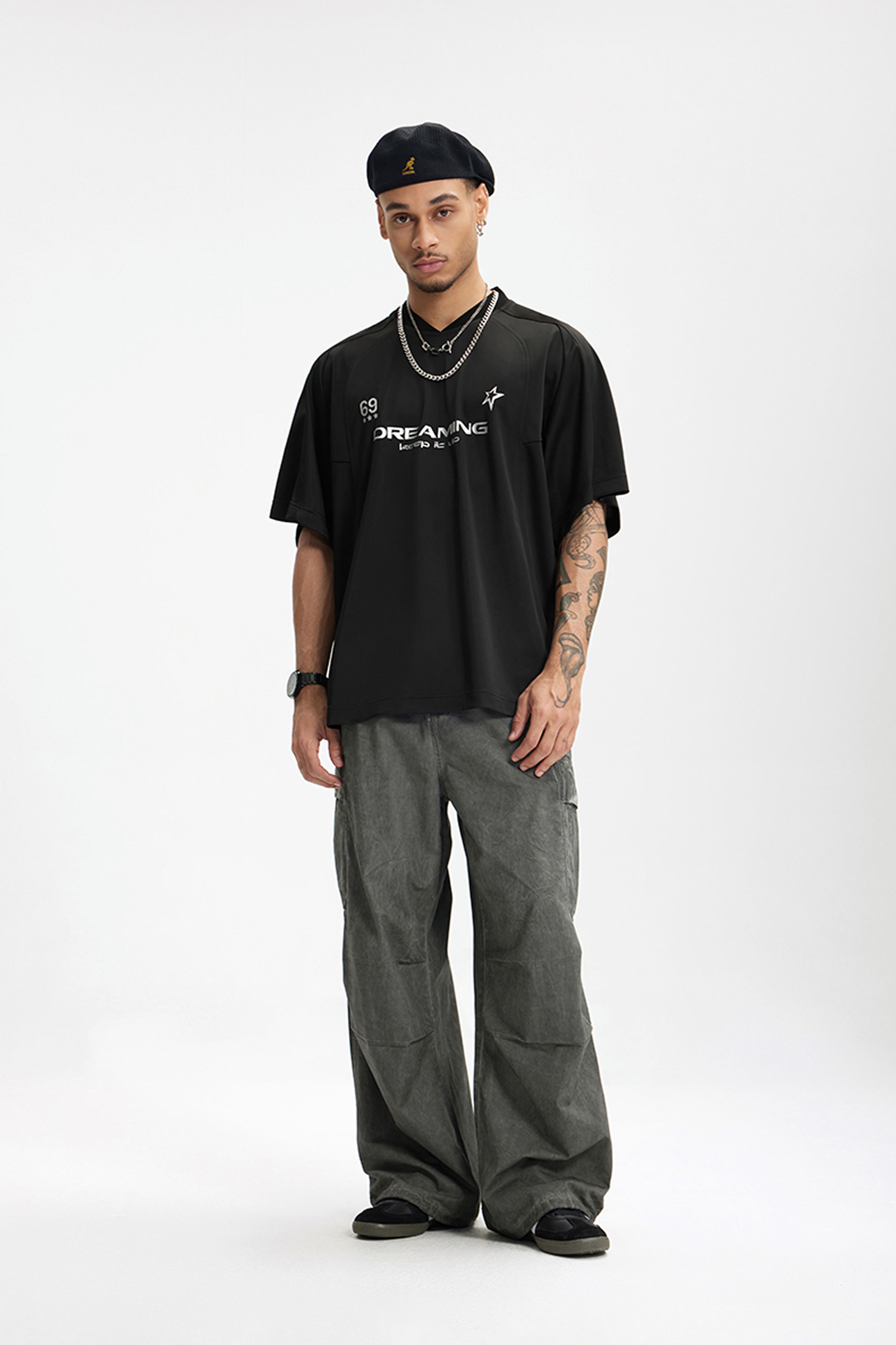 NOVA Silver Curve V-Neck Tee