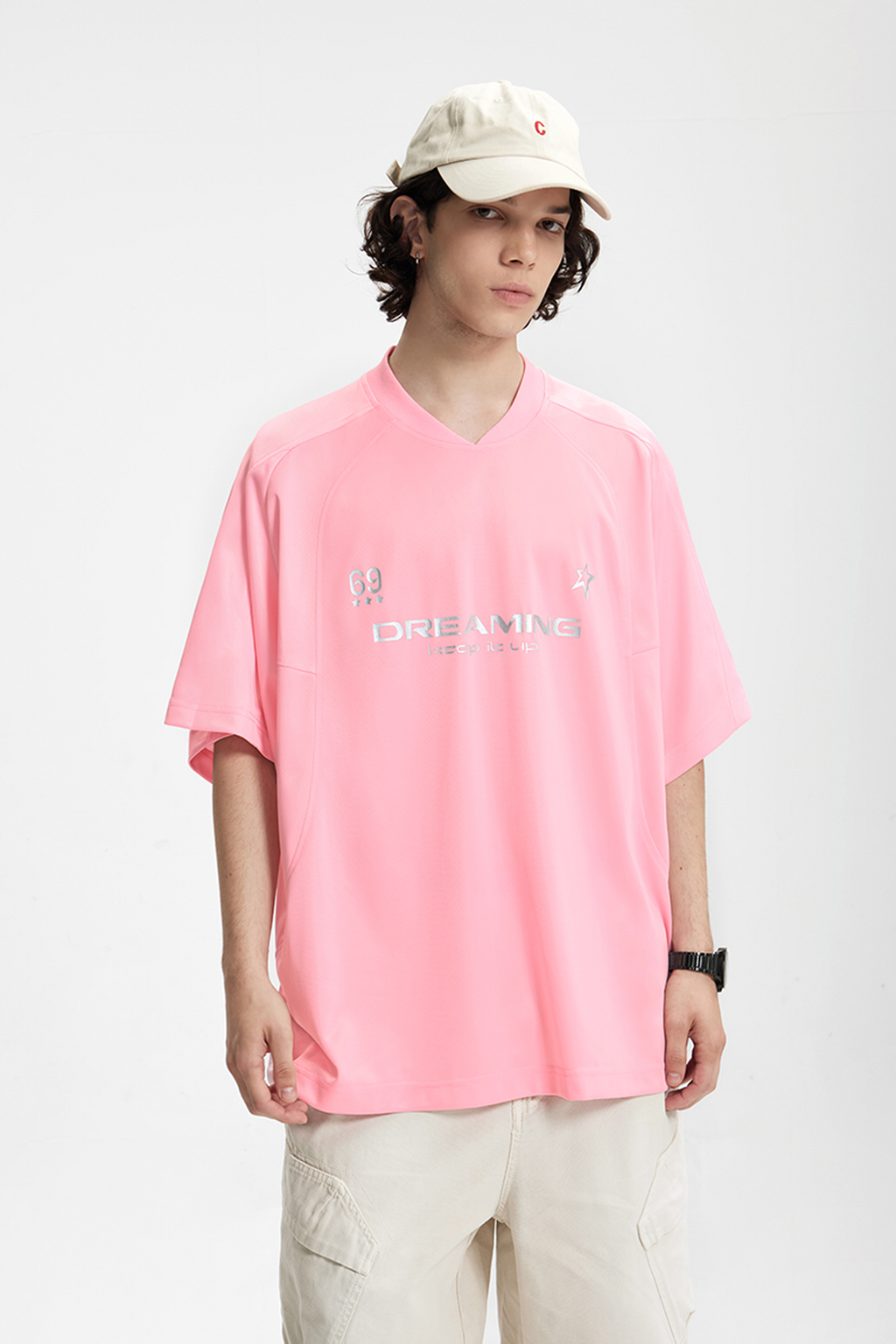 NOVA Silver Curve V-Neck Tee