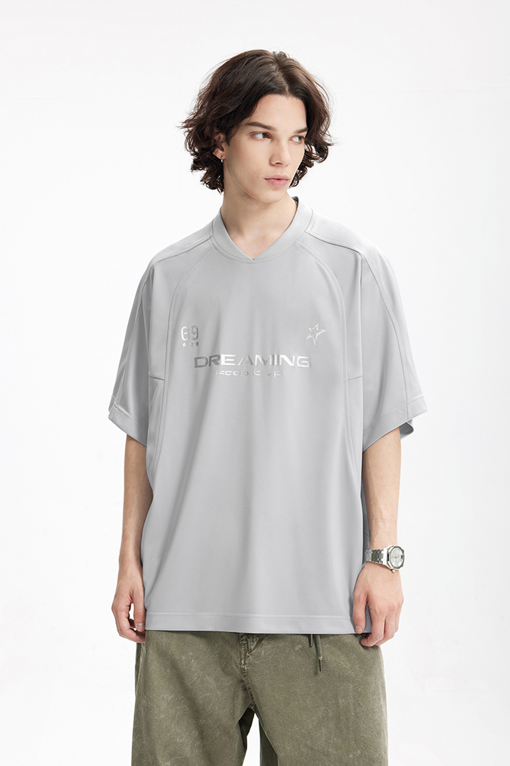 NOVA Silver Curve V-Neck Tee