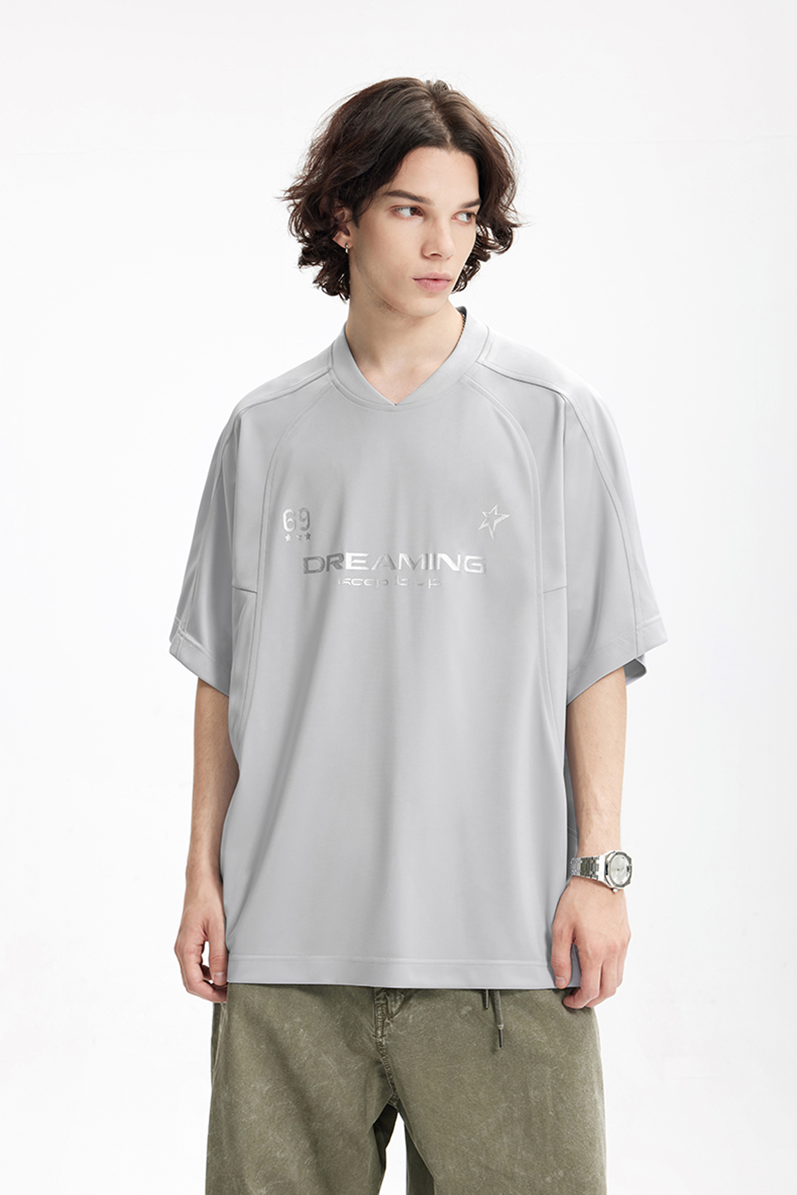 NOVA Silver Curve V-Neck Tee