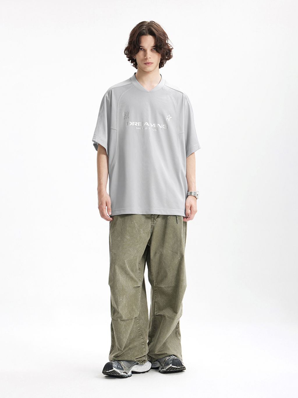 NOVA Silver Curve V-Neck Tee