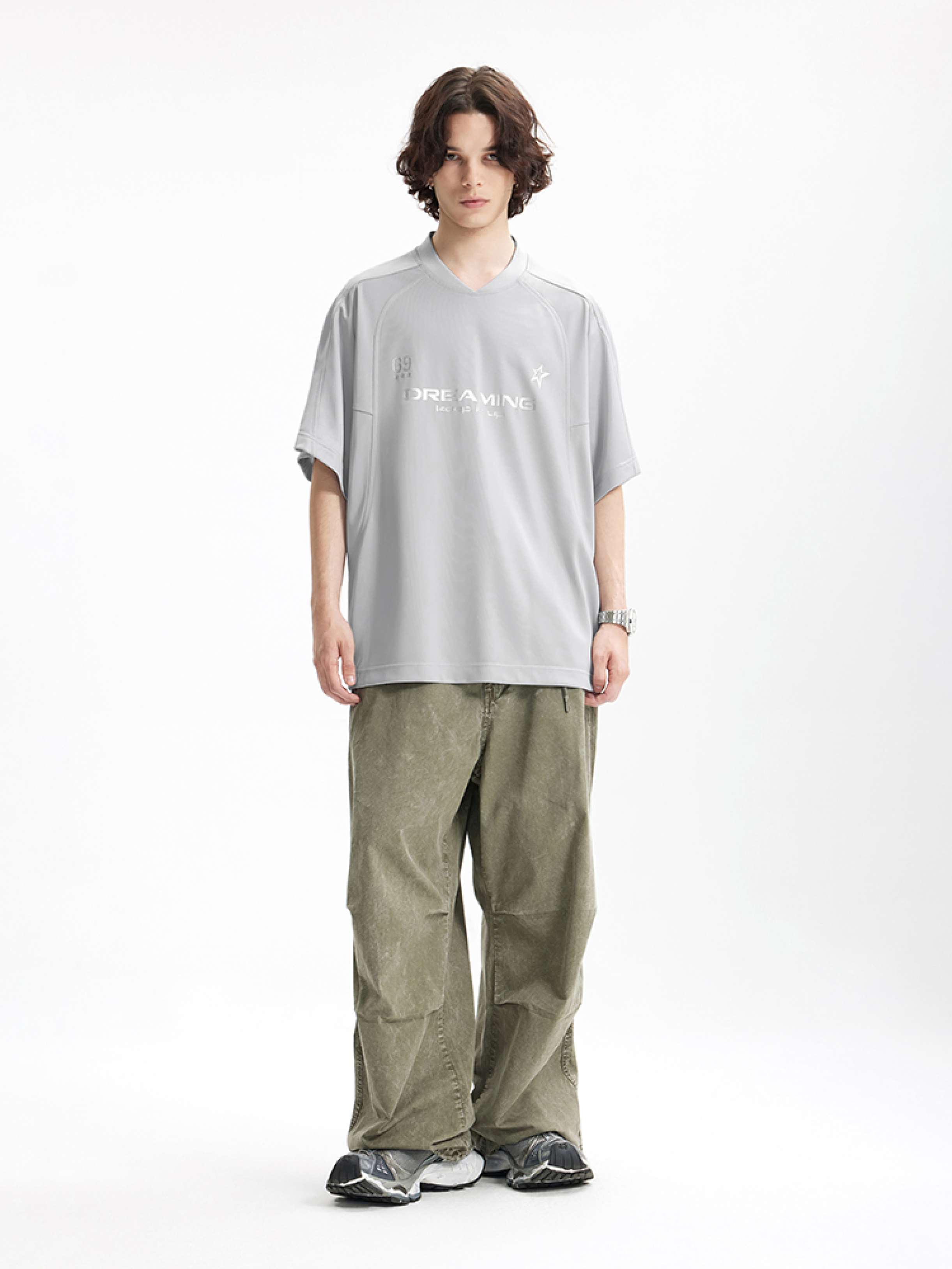 NOVA Silver Curve V-Neck Tee